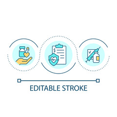 Healthcare provider loop concept icon. Immunization record. Health protection. Medicine and treatment abstract idea thin line illustration. Isolated outline drawing. Editable stroke. Arial font used