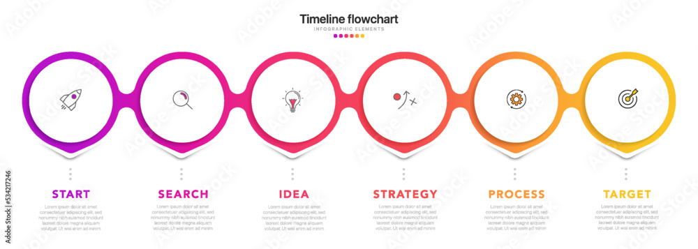 Poster timeline infographic design with 6 options or steps. infographics for business concept. can be used 