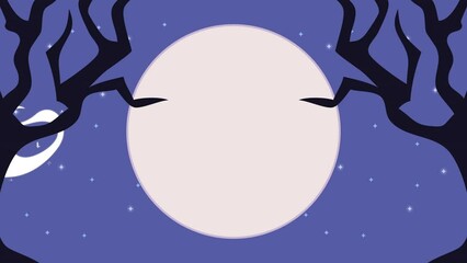 happy halloween animation with witch flying