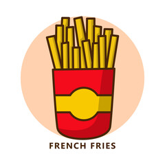 French fries illustration cartoon. food and drink logo. Potato snack icon