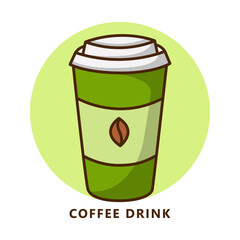 Coffee drink illustration cartoon. food and drink logo. Coffee cup icon