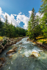 River flowing in beautiful Val D'Aosta, Italy