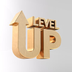 3d image combining gold level-up and arrows.