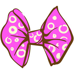 Cartoon bowtie vector, bow tie ribbon pink dotted