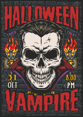 Halloween vampire vintage colorful flyer