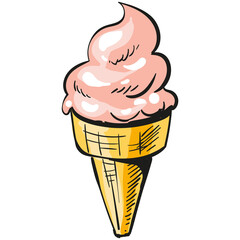 Ice-cream waffle cone vector isolated illustration on white