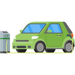 Electric car station charger vector icon illustration