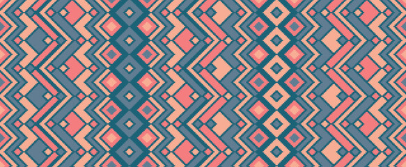 Asymmetric rhombus traditional motifs vector geometric pattern.