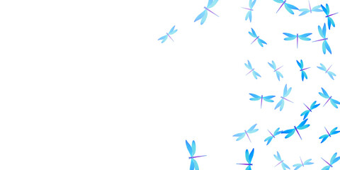Magic cyan blue dragonfly isolated vector background. Spring colorful insects. Decorative dragonfly isolated children illustration. Gentle wings damselflies patten. Nature creatures