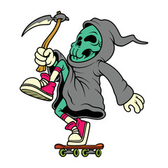 grim reaper on skateboard cartoon