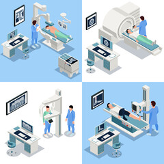 X-ray Isometric Concept Icons Set