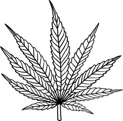 simplicity cannabis leaf freehand drawing flat design.