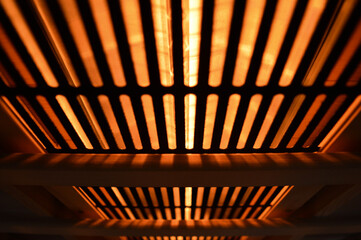 close-up on the warmed up heater in an infrared sauna
