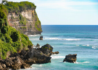 Naklejka premium View of a rocky coastline at Bali, Indonesia
