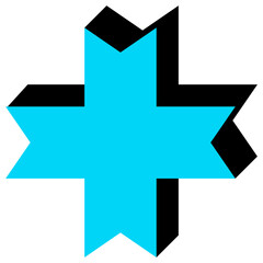 Obraz premium Geometric object in black and blue colors. PNG with transparent background