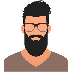 Hipster man avatar icon vector isolated on white - obrazy, fototapety, plakaty