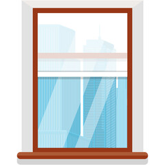 Vector window with skyscrapers house cartoon view