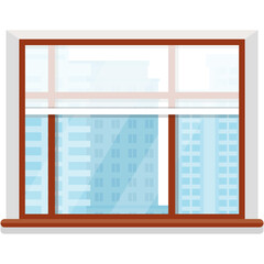 Vector panoramic window with skyscrapers house view