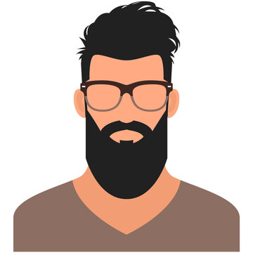 Hipster man avatar icon vector isolated on white