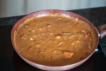 fresh cooking at home - mediterranean goulash from game meat with vegetables