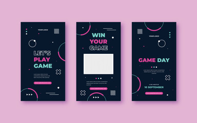 E-sports gaming social media story template with neon  © Envlope Studio