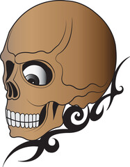 Art graphic skull tattoo. Hand drawing and make graphic vector.