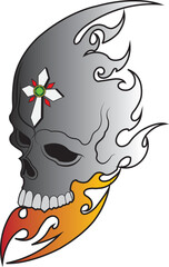 Art surreal skull tattoo. Hand drawing and make graphic vector.