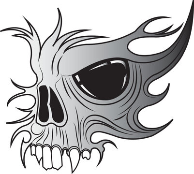 Art surreal mask skull tattoo. Hand drawing and make graphic vector.
