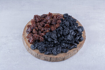 Dry fruits combination on a wooden platter