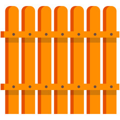 Vector wooden garden fence barrier isolated illustration