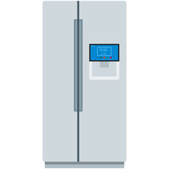 Kitchen fridge vector, smart refrigerator icon home appliance