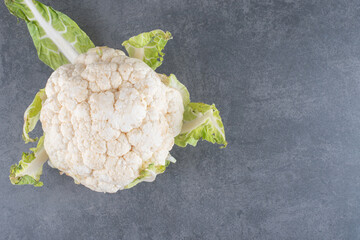 White cauliflower isolated on grey background