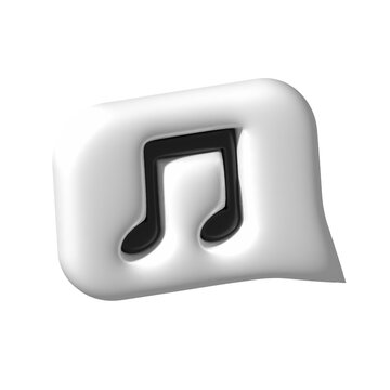 3D music note sign speech bubble. Melody and tune icon symbol