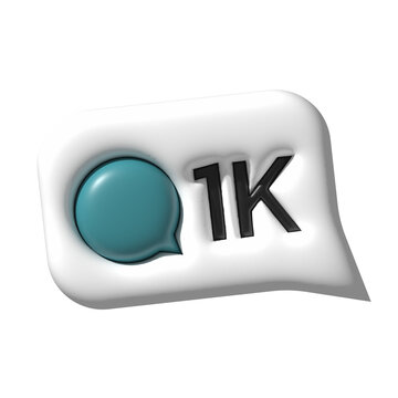 3D 1K comment social media notification icon