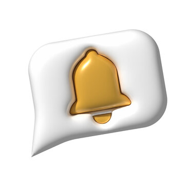 3D notification bell icon speech bubble