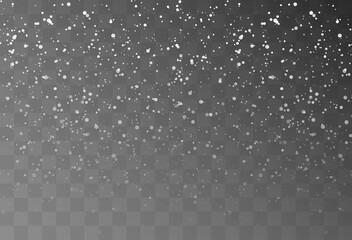 Realistic falling snowflakes. Isolated on transparent background. Vector illustration