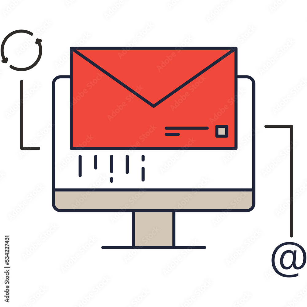 Poster envelop on computer desktop marketing mail message