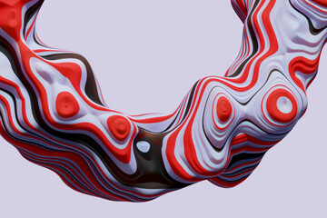 3D rendering of colorful abstract twisted wavy shape in motion. Computer generated geometric digital art