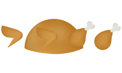 fried chicken illustration with mesh technique on a white background