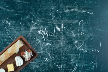 Breakfast platter with crepes and side ingredients