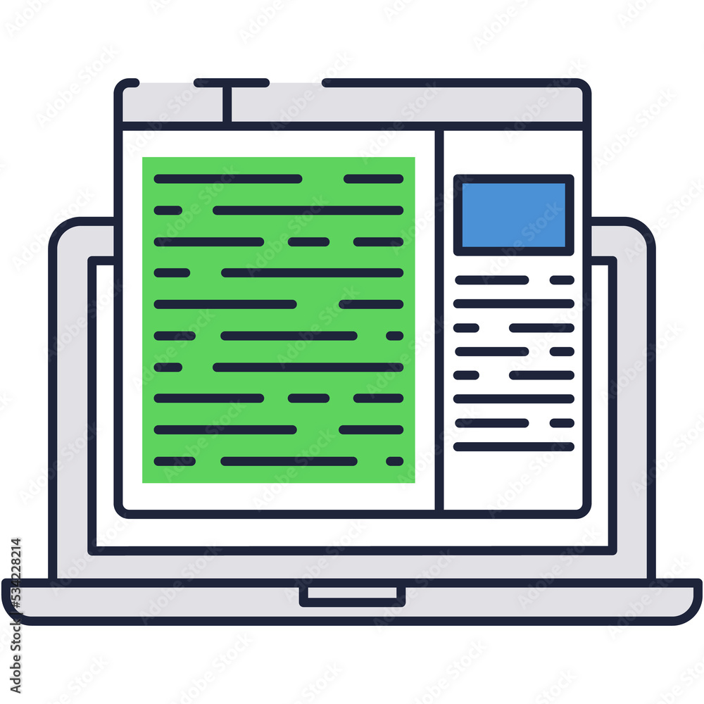 Poster computer with code on screen vector flat icon