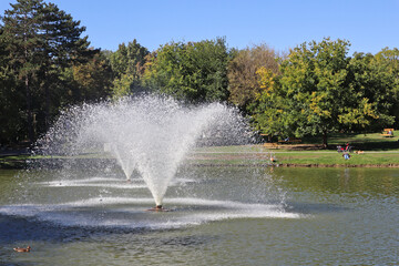 Fountain in the middle of a lake