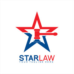 Vector logo design star illustration with law firm concept.