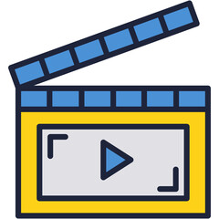 Fototapeta premium Vector clap board line icon video cut app button
