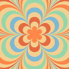 70s groovy daisy flower. Vector card in trendy retro psychedelic cartoon style. Funky hippie flower