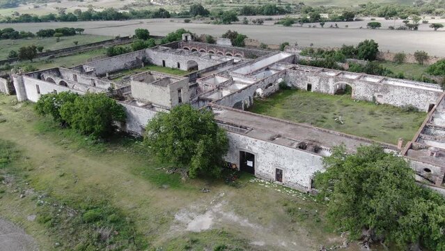 Aerial shot moving away from the hacienda of montero