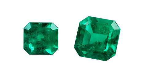 natural green emerald sapphire precious gemstone isolated on white background