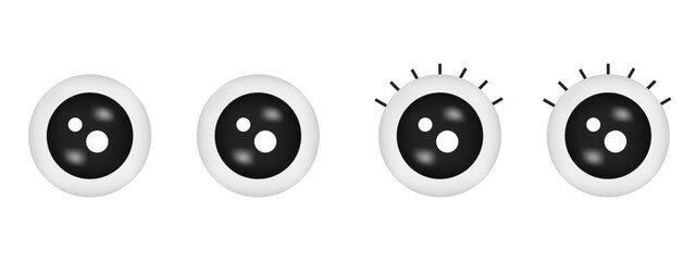 cartoon eyeball illustration without eyelashes for boys and with eyelashes for girls