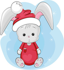 cute bunny in santa hat
