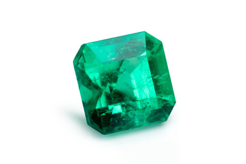 natural green emerald sapphire precious gemstone isolated on white background